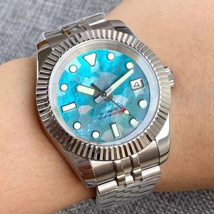 Wristwatches Tandorio 36mm 39mm Fluted Bezel Mechanical Watch Men MOP Dial S NH35 Movt 904L Bracelet Sapphire Glass Green Lume Back