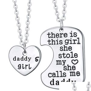 Pendant Necklaces Family Necklace For Women Men There Is This Girl She Stole Mommy Daddy Grandpa Tag Engraved Jewelry Stainless Drop D Dhh4T