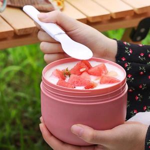 Louça portátil lancheira microondas segura bento com garfo colher de aço inoxidável recipiente de alimentos thermo jar