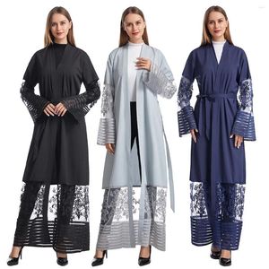 Etniska kläder kvinnor eid muslimska abaya marocko ramadan broderi abayas kaftan islam cardigan fast färg dubai arab måttlig lång mantel lös