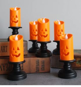 Halloween Colorful Simulation Candle Light Creative Pumkin Decoration Lamp Household Atmosphere Decor Lighting DIY Accessories LL