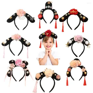 Hårtillbehör kinesiska prinsessor gege pannband forntida Royal Flower Pearl Tassel Band Costume Cosplay POGRAPHY Huvudbonader för flickor kvinnor