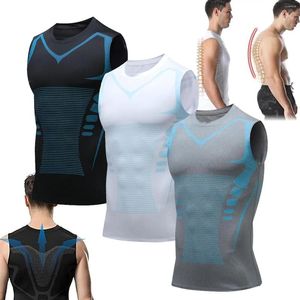 Men's Body Shapers Gfouk Menionic Tourmaline Posturecorrector Vest Ionic Shaping Sleeveless Shirt Gynecomastia Compression Shirts For Men