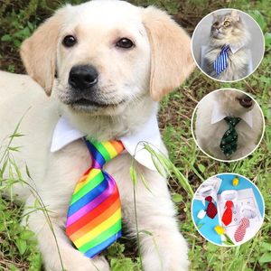 Dog Collars 2024 Striped Cat Collar Pet Grooming Bow Tie Adjustable Puppy Kitten Fake Neckline Chihuahua Party Clothes Supplies