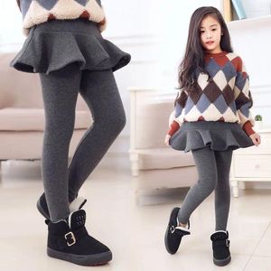 Trousers Girls Thickened Bottom Pants Autumn And Winter Vacation Two-piece Skirts For Children's Outerwear 7