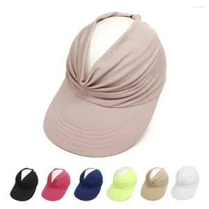 Breda randen hattar flexibel lätt att bära solskydd sommar snabbtorkande anti-uv visir hatt ihålig topp för kvinnor strandmössa