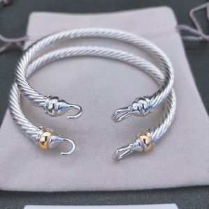 Lyx manschettarmband för kvinnor designer kabelarmband dy smycken silver guld pärla ädelsten huvud x formad twist manschett armband david y 5mm armband män kvinnor gåvor