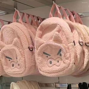 Borse da scuola Autunno Inverno Simpatico zaino in peluche di maiale Borsa di stoccaggio Kawaii di grande capacità Borsa da donna alla moda per ragazza