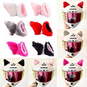 Caschi da moto 1 paio di simpatiche orecchie di gatto di peluche Decorazione del casco Ornamenti Adesivi per copricapo Accessori per lo styling moto