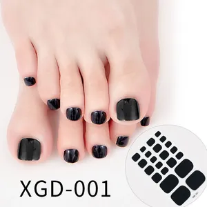 Adesivos para pés Adesivos completos Cor sólida 3D Toe Nail Stickers Filme de esmalte