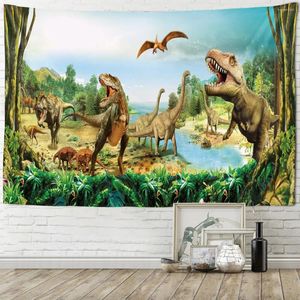 Arazzi Pianta verde Dinosauro Appeso a parete Arazzo Fogli Decorativo per la casa Telo mare Coperta Tappetino yoga Tapestr