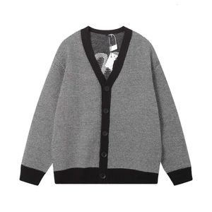 LU Luo Jia Correct High Version High Quality 24SS New Cardigan Jacquard Men's and Women's Same Style Wool Knitted Sweater Sweater