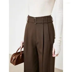 Women's Pants Deeptown Elegant Classic Suit Women Brown Old Money Vintage Formal Office Ladies Loose Korean Fashion Trousers Winter