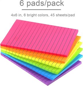 Lined Sticky Notes 4X6 in Bright Ruled Post Stickies Colorful Super Sticking Power Memo Pads Its Strong Adhesive 270 Sheets 240122