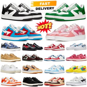 2024 new product star shoes for men women sta designer sneakers black white pink blue camo green suede patent leather mens womens bapesstars outdoor sports trainers