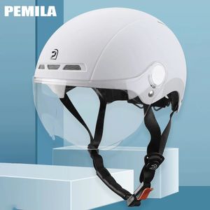 PEMILA Cycling Helmet With Goggles Lens Bicycle MTB Road Bike Reflective sticker EBike Motorcycle Men Women y240131