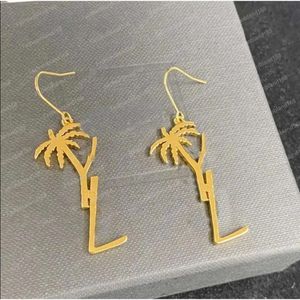 2024 New Women Stud Earrings Designer Jewelry Palm Tree Dangle Pendant Sier Earring Party Studs 금 후프 약혼 선물