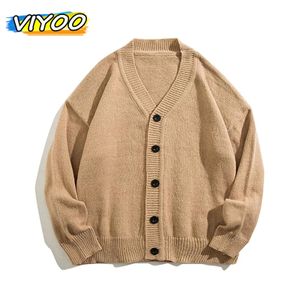 Inverno masculino malha marrom y2k malhas topos cardigan blusa butoon coreano outono roupas femininas streetwear camisolas jumper masculino 240122