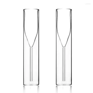 Wine Glasses 2pcs Champagne Glass Double Wall Flute Goblet Bubble Cup For Bar J78C