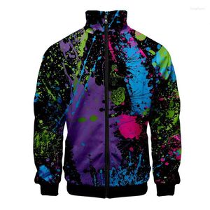 Men's Jackets Abstract Painting Pattern 3D Jacket Men Women Harajuku Hip Hop Style Hoodies Casual Stand Collar Zipper Sweatshirt Mens