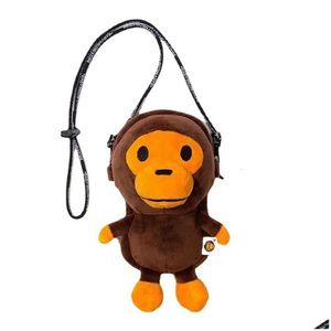 Sırt çantaları sevimli maymun p çocuklar çapraz gövde çanta - çocuklar için mini shoder telefon yumuşak kahverengi diagonal çantası damla dağıtım bebek doğum dhhbc