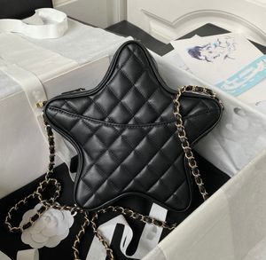 10Aミラー品質新しいカルフスキン女性本物のレザーショルダーバッグデザイナー五gram星チェーンバッグ豪華なハンドバッグジッパー財布ウォレット付き箱