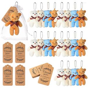 Parti Dekorasyonu 20pcs Mini Bear Dolundu Peluş Teddy Toplu Teşekkür Ederim Tag Tag Organza Paketleme Çantası Konuk Hadi Doğum Günü