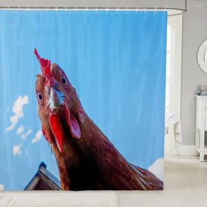 シャワーカーテンファームハウスかわいい面白い鶏カーテンファミナルアニマルプリントバス防水生地スクリーンバスルーム装飾