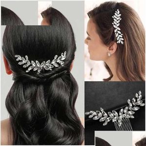 Headwear & Hair Accessories Headwear Hair Accessories Wedding Comb Head Jewelry Bride Clips Headpiece Crystal Women Tiaras Bridal Orna Dh07W