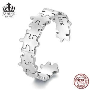 Bandringe Bizarrer Ring S925 Sterling Silber Personalisierte Mode Vielseitig Puzzle Verstellbarer offener Ring Handwerk Einf