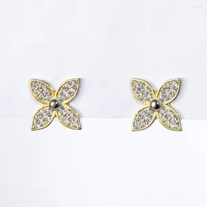 Stud Earrings 2024 Aretes Fashion Women Flower 925 Silver Plated Gold Jewelry For Summer Ladies