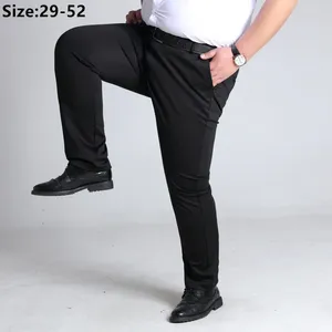 Men's Suits 150KG Mens Trousers Black Blue Work Pants Plus Size Formal Elastic Straight Business Male Oversized 44 48 50 52 Office Clothes