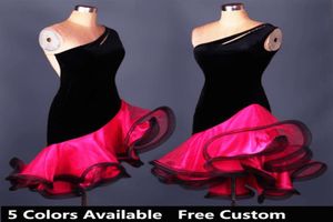 AdultGirls Latin Dance Dress Salsa Tango Cha Cha Ballroom Competition Practice Dance Dress Sexy trägerloses Samtblumenkleid Fre4362383