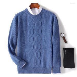 Herrtröjor Pure Cashmere Autumn and Winter Round Neck Dotaded Tröja Casual Business Overized Knited