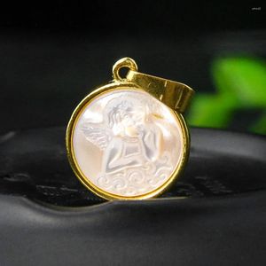 Colares Pingente Natural Mãe de Pérola Shell Anjo Cupido Fada Metal Guarnição Encantos Deusa Amor Dangle Colar Jóias Faça Acessório