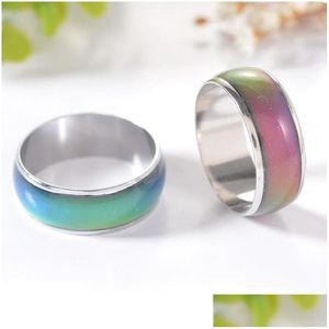 Band Rings Prettyring For Women Fashion Creative Mood Womens Rings Jewelry Gift Colors Change Ring With Your Emotion Temperature Feel Dhxea
