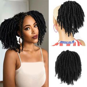 Short DreadLocks Bun Loc Accessories Clip in on Ponytails Hair Fake Ponytail Synthetic Hair Pieces for Black Women 240119