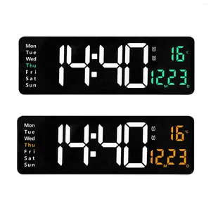 Настенные часы 15-дюймовые цифровые часы с USB-дисплеем и двухцветным дисплеем, пульт дистанционного управления, офисный подарок, температура