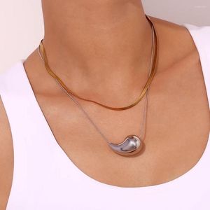 Pendant Necklaces Design Drop Pear Shape Round Snake Chain Jewelry On The Neck Stainless Steel Necklace Accessories For Women