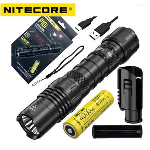 Lanternas Tochas Nitecore P10i 1800 Lumens Lanterna Tática LED Tocha Tipo-C Recarregável I-Generation Lanterna NL2140i 4000mAh Bateria