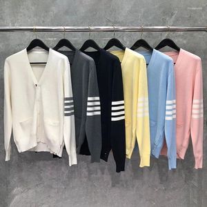 Men's Sweaters TB Women's Sweater Navy 4-Bar Cardigan Coat Winter Luxury Brand Korean Version Fashion Casual High Quality Men