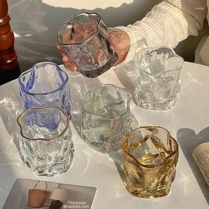 Water Bottles INS Wind Irregular Glass Wine Cup Small And High End Sense Household Coffee Milk Twist