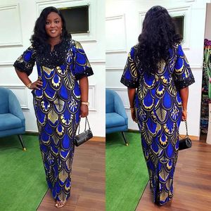 Ethnic Clothing African Luxury Dresses Wedding Party Women Short Sleeve Sequin Long Robe 2024 Evening Dress Dashiki Ankara Africa Lady