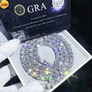 Подвесные ожерелья Cross Hip Hop Collece 4 мм 5 мм VVS Moissanite Diamond теннисная цепь 925 Серебро для женщин мужские ювелирные изделия Twkb