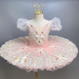 Stage Wear Belly Dance Costume Pink Child Party Dresses Adult Ballet Tutu Artistic Gymnastics Jersey Outfit Women Dancer