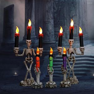 Parti Dekorasyonu 1pc Cadılar Bayramı Dekorasyonları Kafatası Led Candlestick Kabak Hayalet Mum Işıkları Korku Sahibi Ev Bar Dekor Malzemeleri