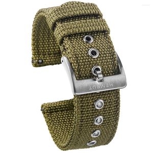 Titta på band Hemsut Canvas Green Quick Release Quality Nylon Straps and Heavy Duty Brushed Buckle 18mm 20mm 22mm 24mm