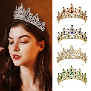 Hair Clips KMVEXO Luxury Elegant Crystal Crown Accessories Tiara For Women Party Red Blue Green Rhinestone Bridal Jewelry