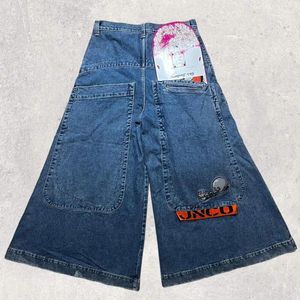 Мужские джинсы JNCO Y2K, мужские брюки в стиле хип-хоп с графикой в стиле ретро, синие мешковатые джинсовые брюки с большими карманами, готические широкие брюки, уличная одежда