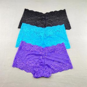 Women's Panties 3pcs Sexy Lace Boxer Shorts Underwear For Women Low Waist Breathable Boxers Female Panty Hollow Out Lingerie